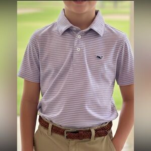 Vineyard Vines On-The-Go Sankaty Polo in a pink and blue